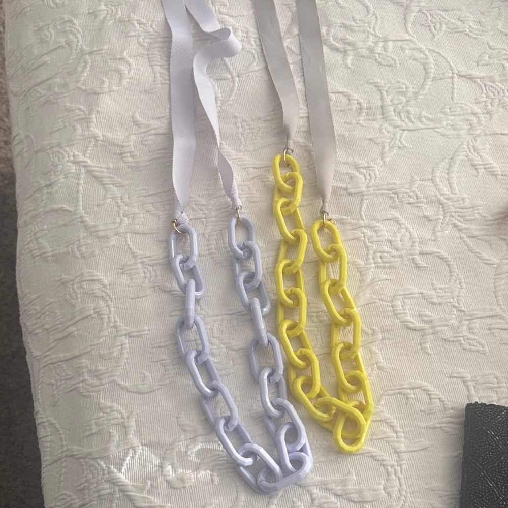 J. Crew Yellow and Light Purple Chain Necklaces